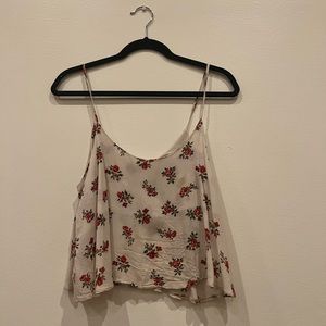 Brandy Melville Beautiful Light Pink & Red Floral Tank Top